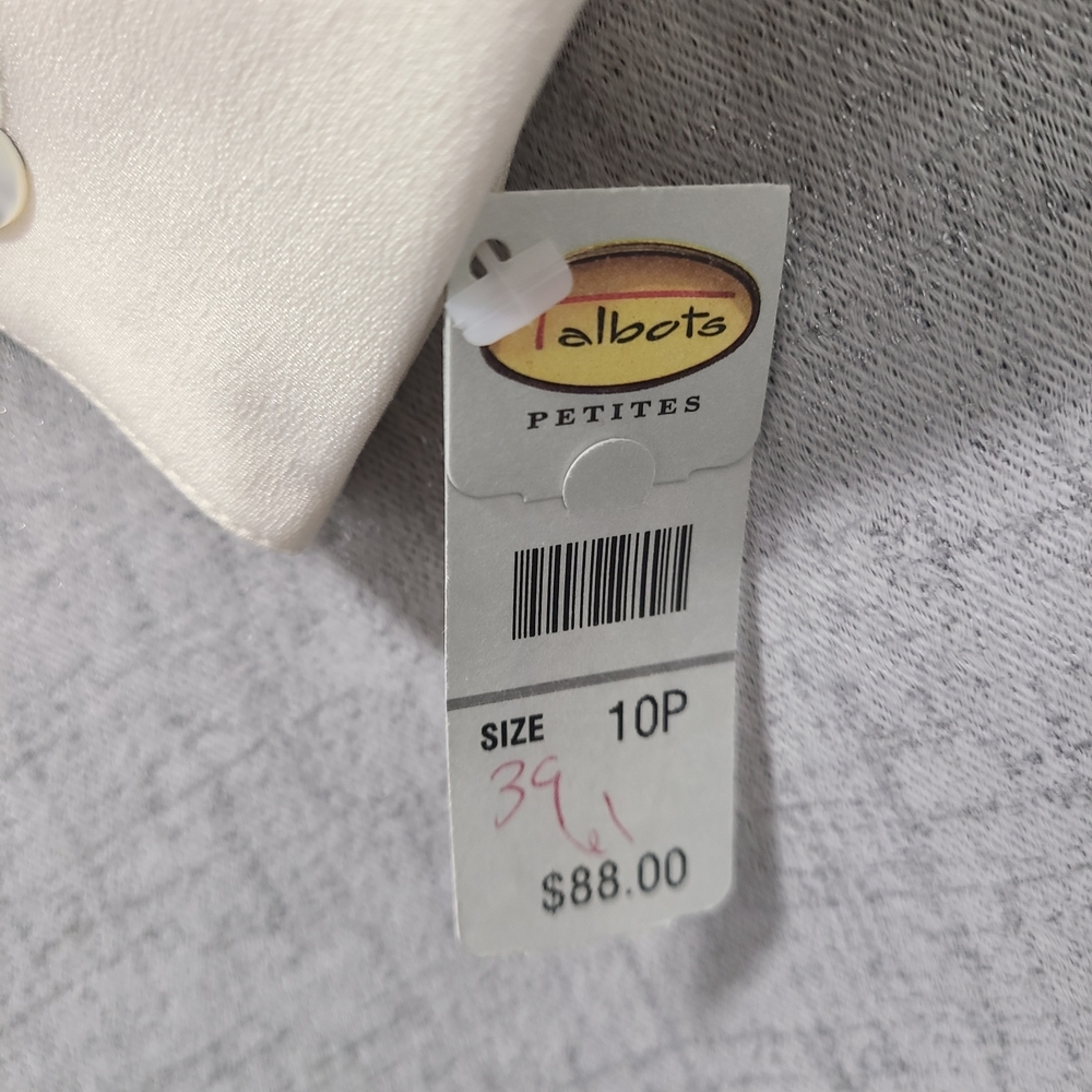 Vtg Talbots Pure Silk Off White Women's Blouse 10P NWT - Picture 3 of 10